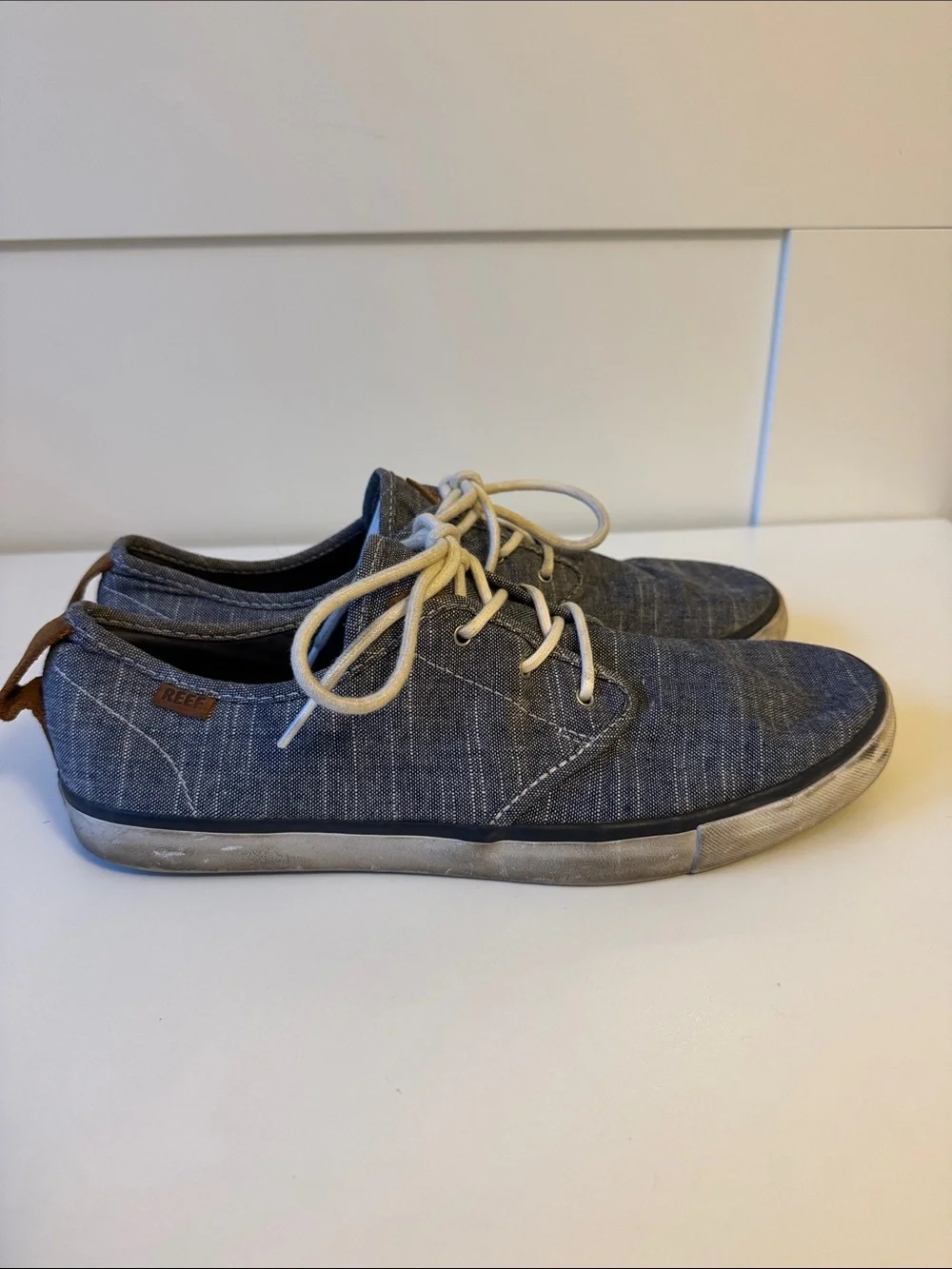 Reef Men's Navy Canvas Boat Shoes with White Laces